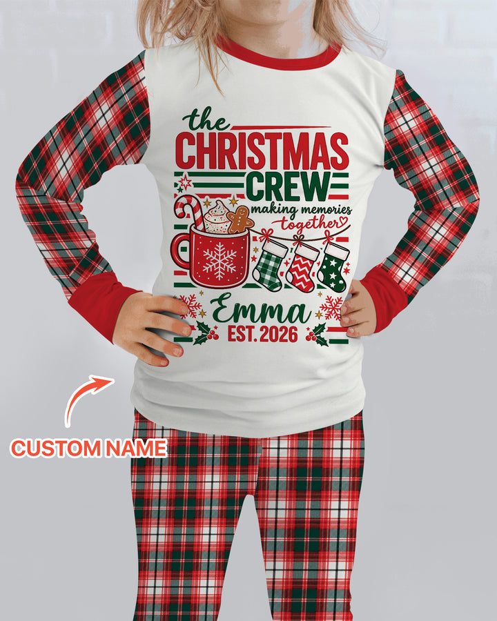 The Christmas Crew Custom Name Bamboo Two Piece Long Sleeve Pajama Set