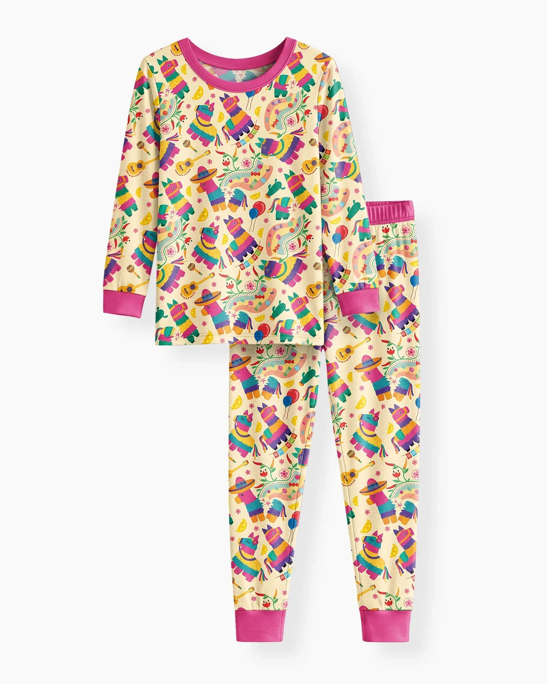 Zweiteiliges Langarm-Pyjama-Set mit Sommerfrüchten