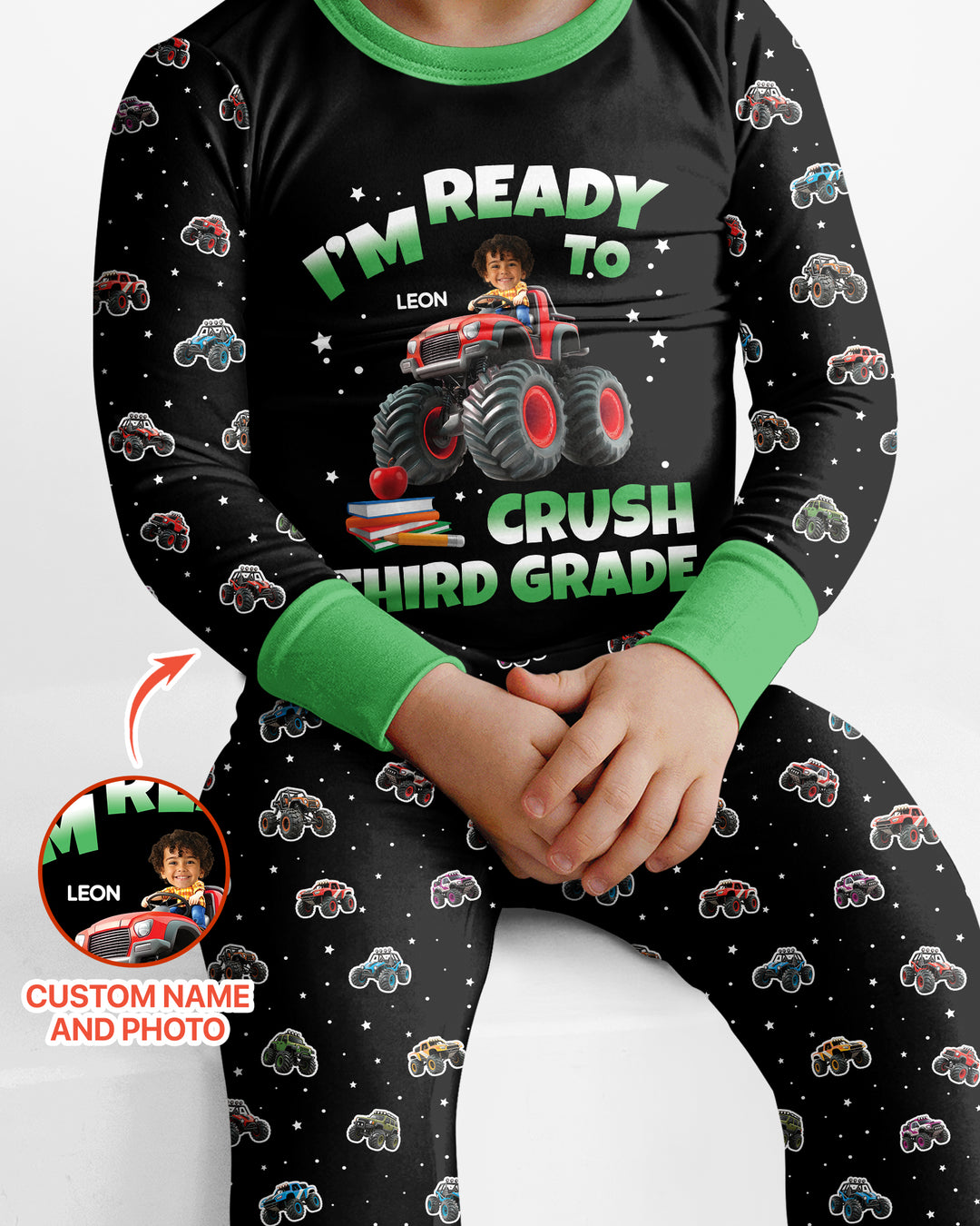 Monster Truck Bamboo Two Piece Long Sleeve Pajama Set