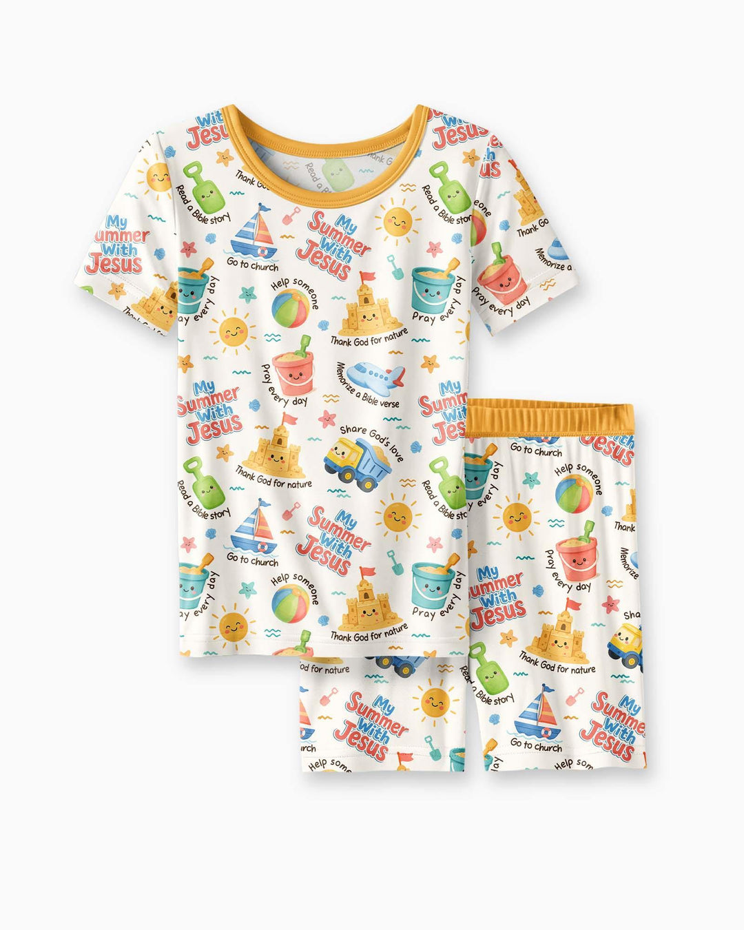 Template Zweiteiliges Pyjama-Set mit kurzen Ärmeln und Shorts