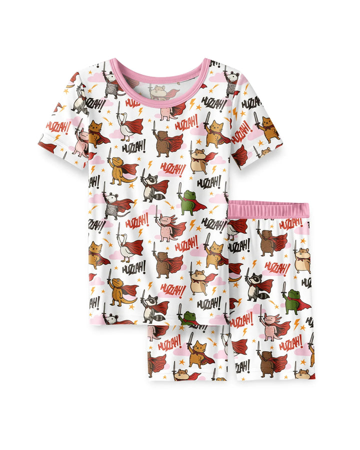 Schlafanzug-Set zweiteilig, kurze Ärmel, kurze Hose, Bambus