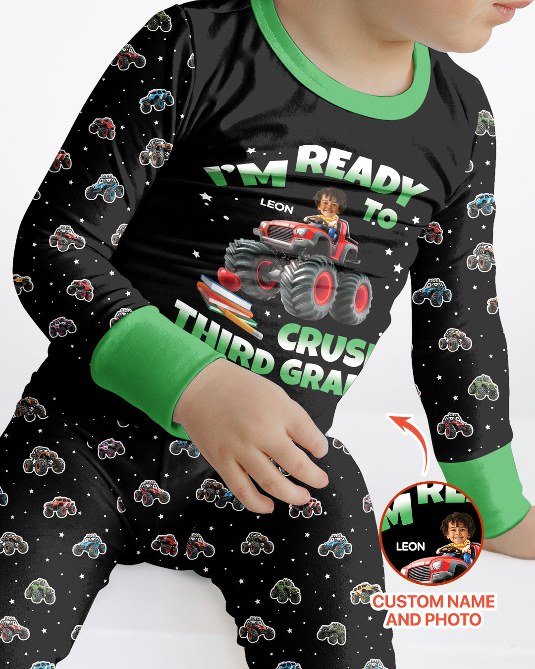 Monster Truck Bamboo Two Piece Long Sleeve Pajama Set