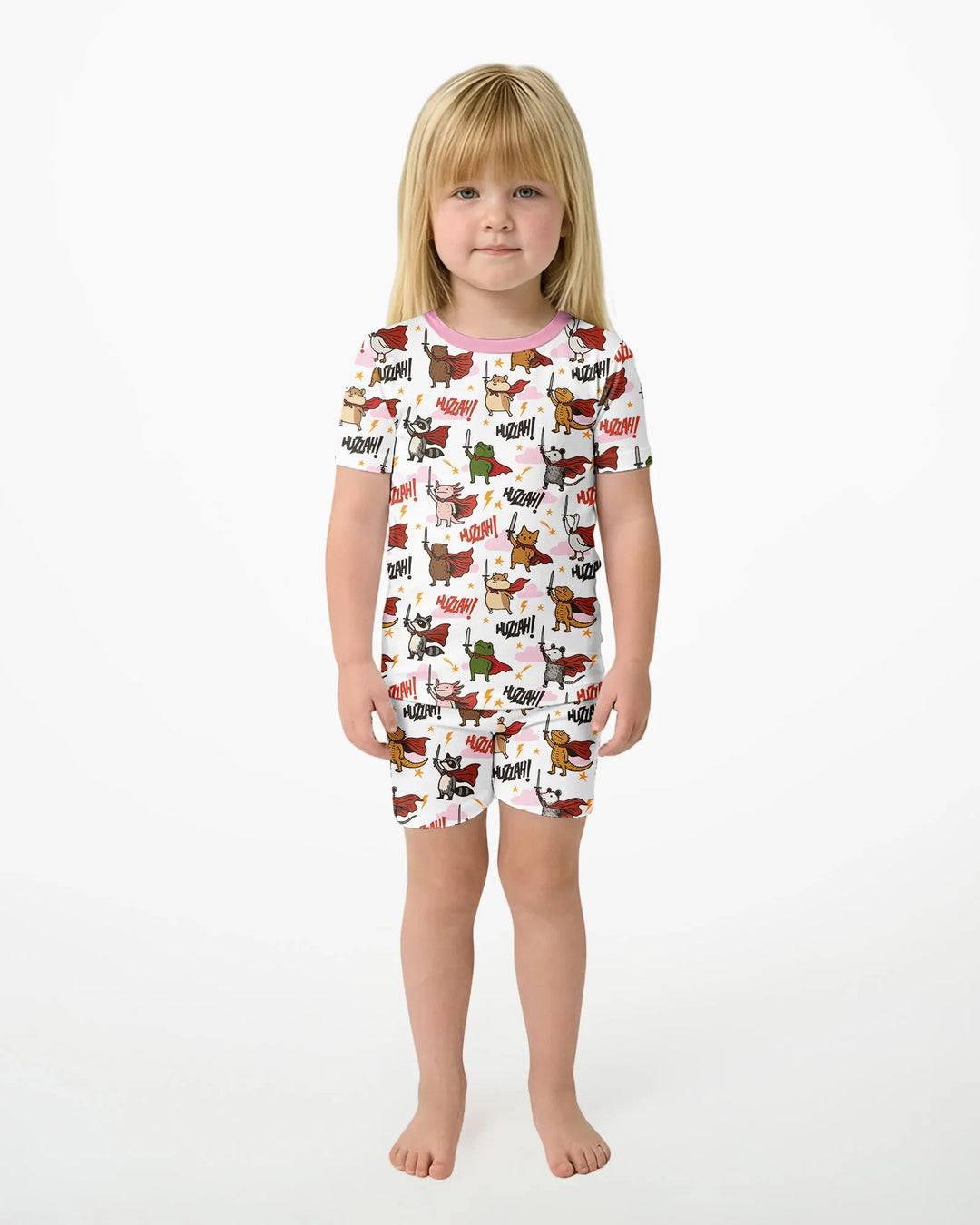 Schlafanzug-Set zweiteilig, kurze Ärmel, kurze Hose, Bambus