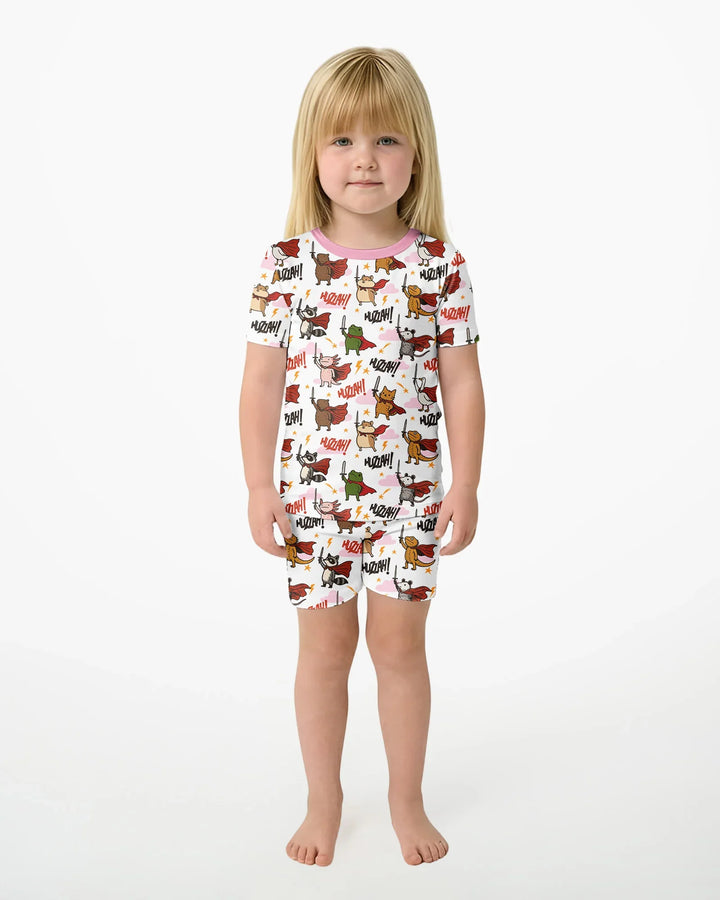 Schlafanzug-Set zweiteilig, kurze Ärmel, kurze Hose, Bambus