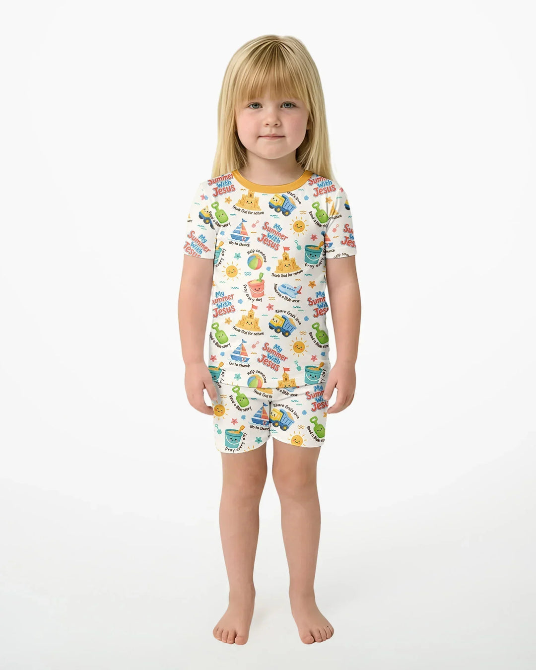 Template Zweiteiliges Pyjama-Set mit kurzen Ärmeln und Shorts