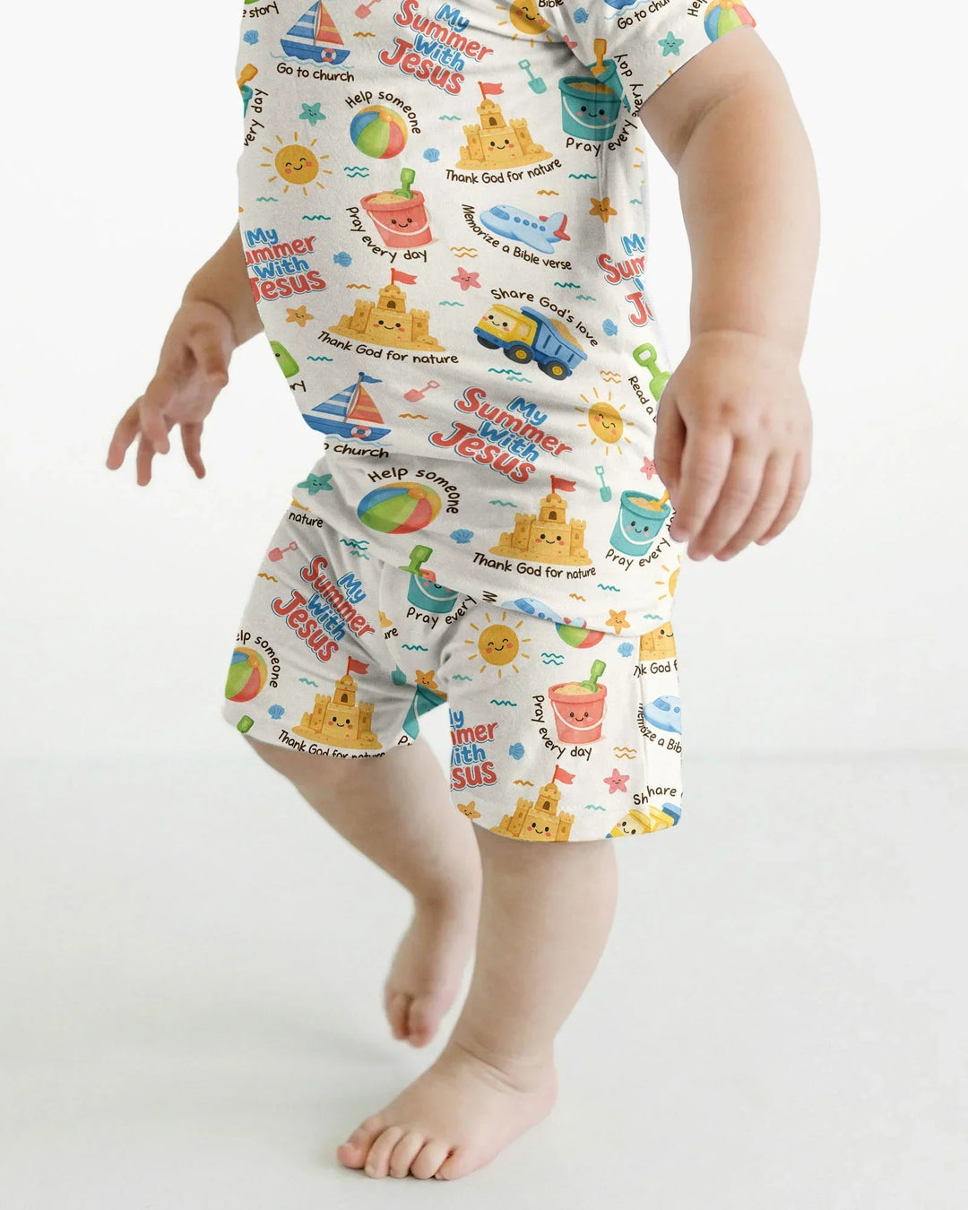 Template Zweiteiliges Pyjama-Set mit kurzen Ärmeln und Shorts
