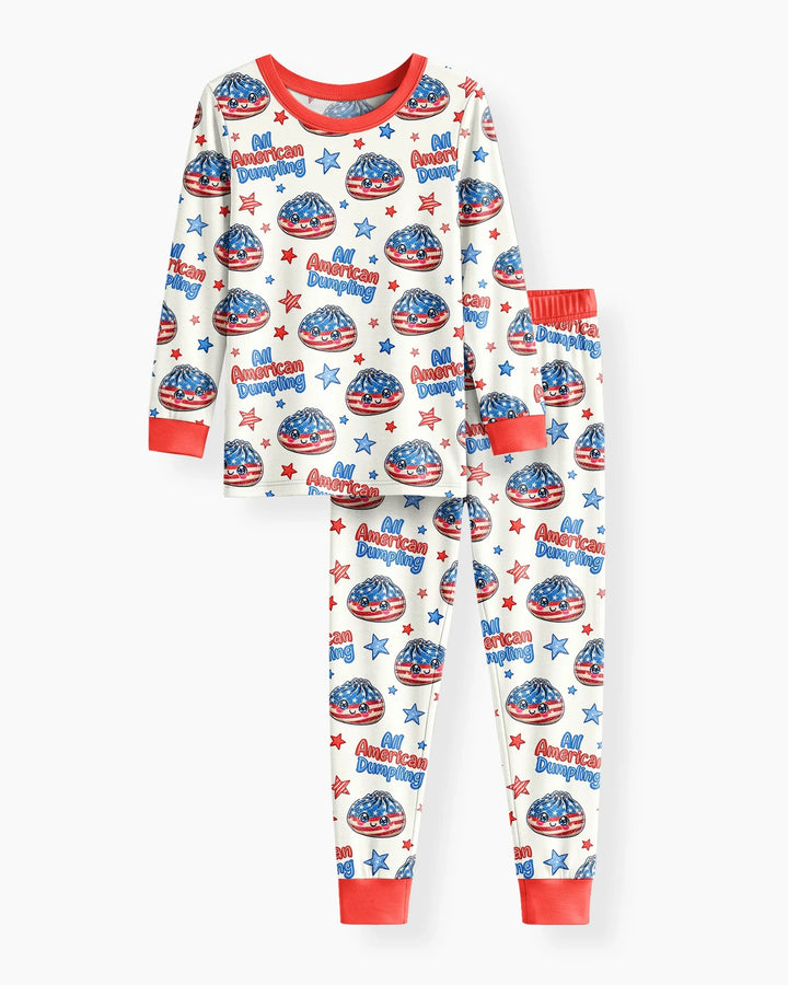 Zweiteiliges Langarm-Pyjama-Set mit Sommerfrüchten