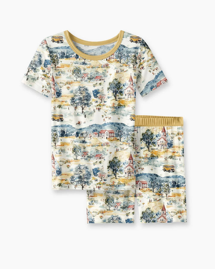 Schlafanzug-Set zweiteilig, kurze Ärmel, kurze Hose, Bambus