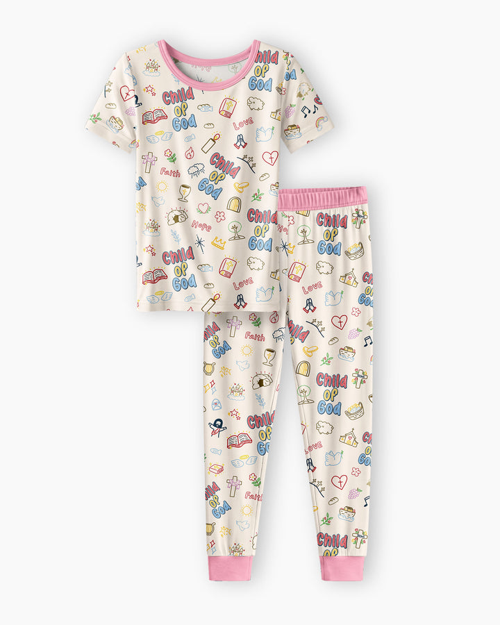 Zweiteiliges, kurzärmliges Pyjama-Set mit Marienkäfern