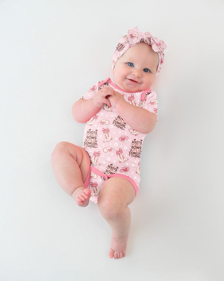 Western Cowgirl Boots And Bows Bamboo Bodysuit