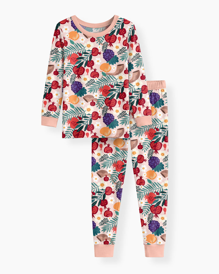 Zweiteiliges Langarm-Pyjama-Set mit Sommerfrüchten