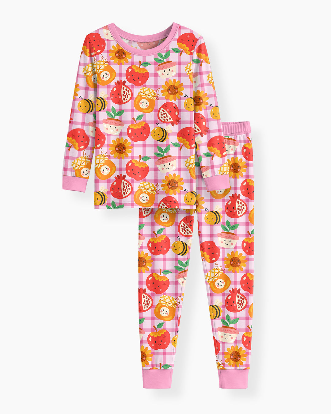 Zweiteiliges Langarm-Pyjama-Set mit Sommerfrüchten