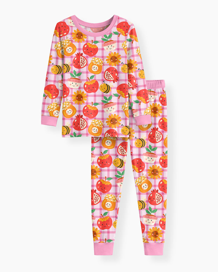Zweiteiliges Langarm-Pyjama-Set mit Sommerfrüchten
