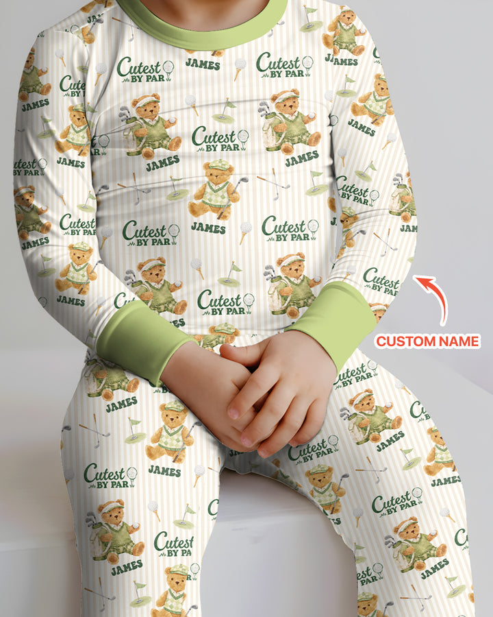 Cutest By Par Custom Name Bamboo Two Piece Long Sleeve Pajama Set