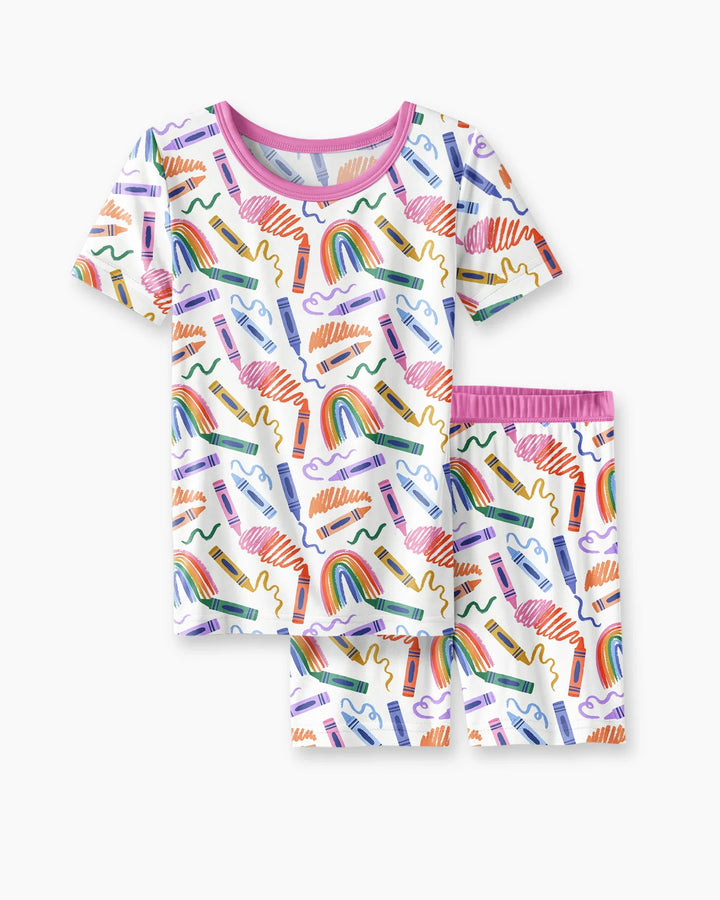 Schlafanzug-Set zweiteilig, kurze Ärmel, kurze Hose, Bambus