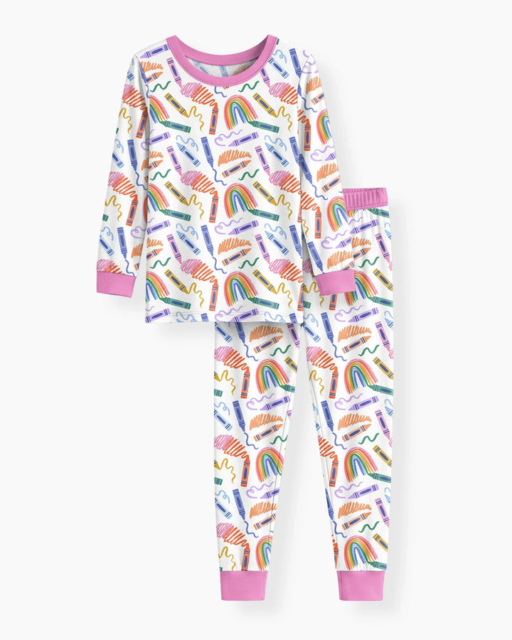 Zweiteiliges Langarm-Pyjama-Set mit Sommerfrüchten