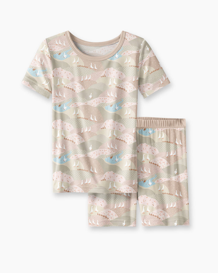 Schlafanzug-Set zweiteilig, kurze Ärmel, kurze Hose, Bambus