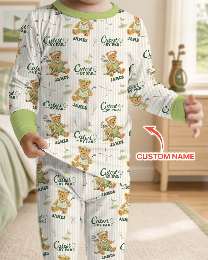 Cutest By Par Custom Name Bamboo Two Piece Long Sleeve Pajama Set