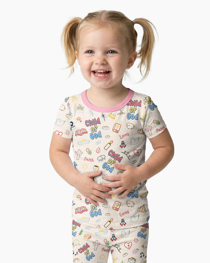 Zweiteiliges, kurzärmliges Pyjama-Set mit Marienkäfern