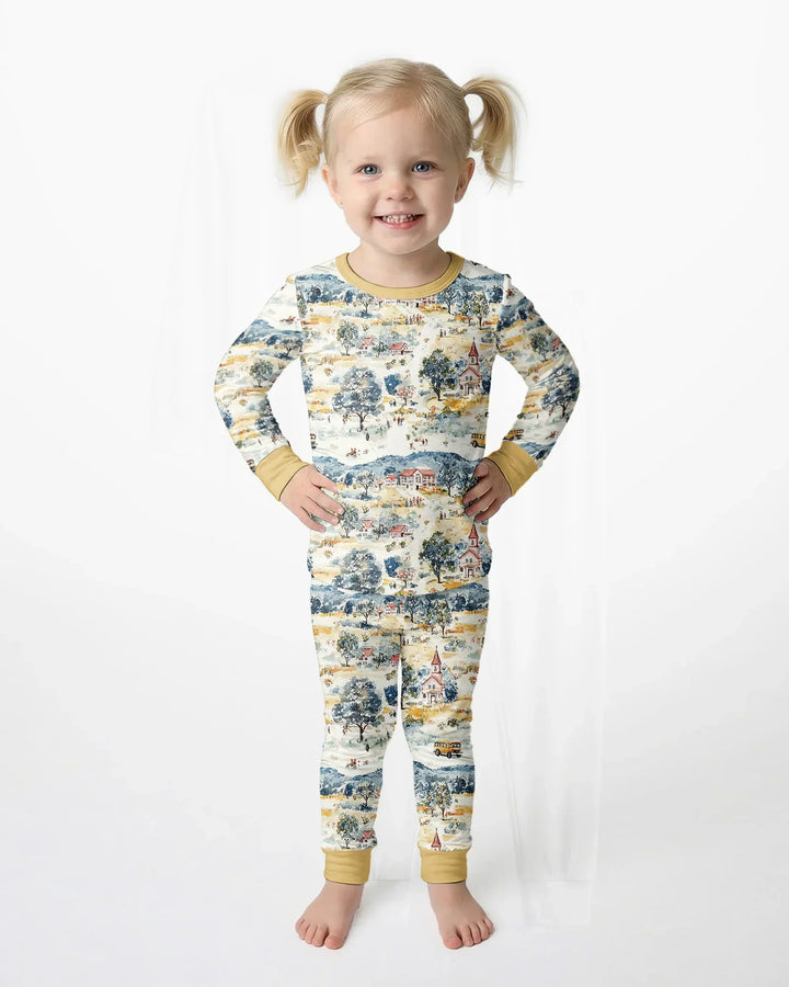 Zweiteiliges Langarm-Pyjama-Set mit Sommerfrüchten