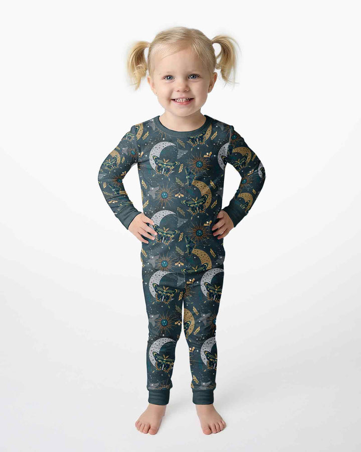 Celestial Moths Bamboo Two Piece Long Sleeve Pajama Set