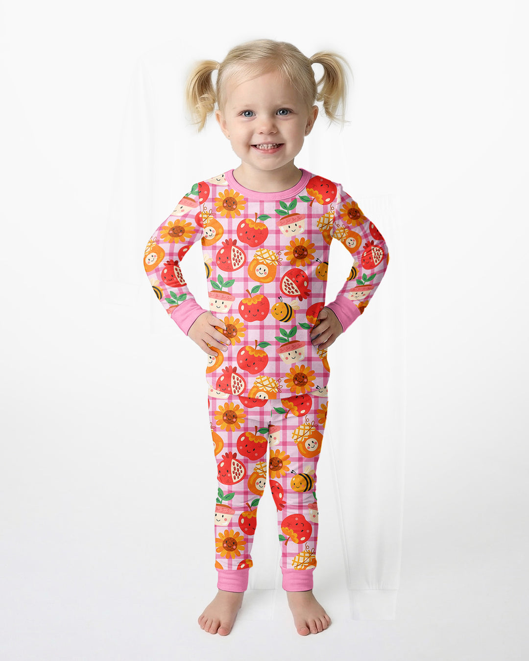 Zweiteiliges Langarm-Pyjama-Set mit Sommerfrüchten