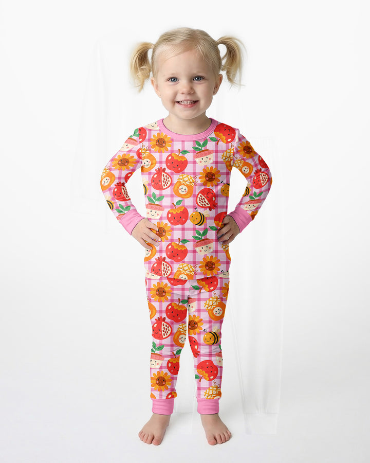 Zweiteiliges Langarm-Pyjama-Set mit Sommerfrüchten