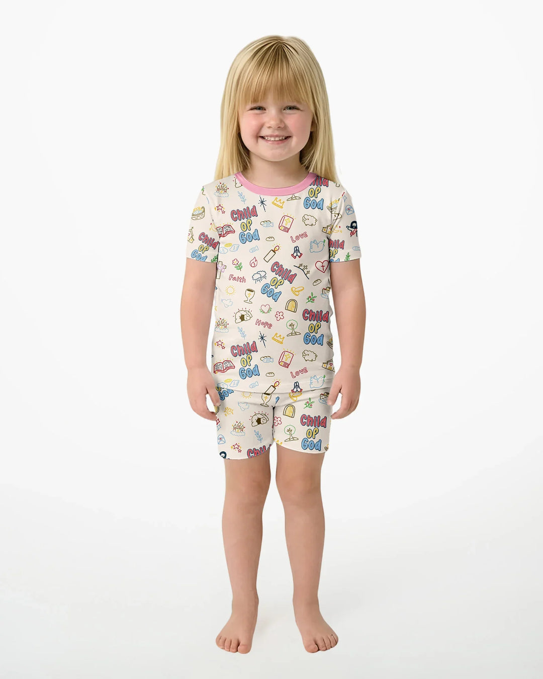 Template Zweiteiliges Pyjama-Set mit kurzen Ärmeln und Shorts