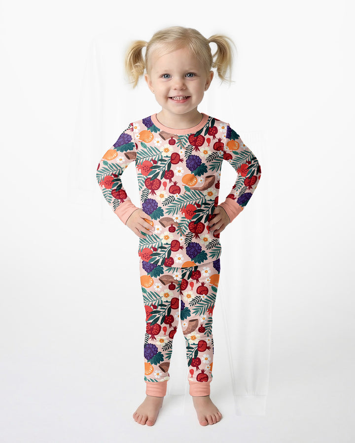 Zweiteiliges Langarm-Pyjama-Set mit Sommerfrüchten