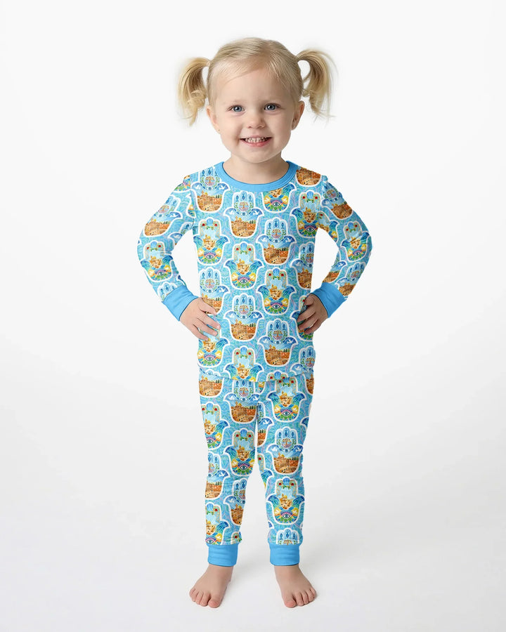 Zweiteiliges Langarm-Pyjama-Set mit Sommerfrüchten