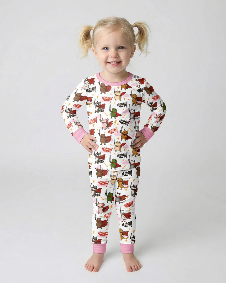 Zweiteiliges Langarm-Pyjama-Set mit Sommerfrüchten