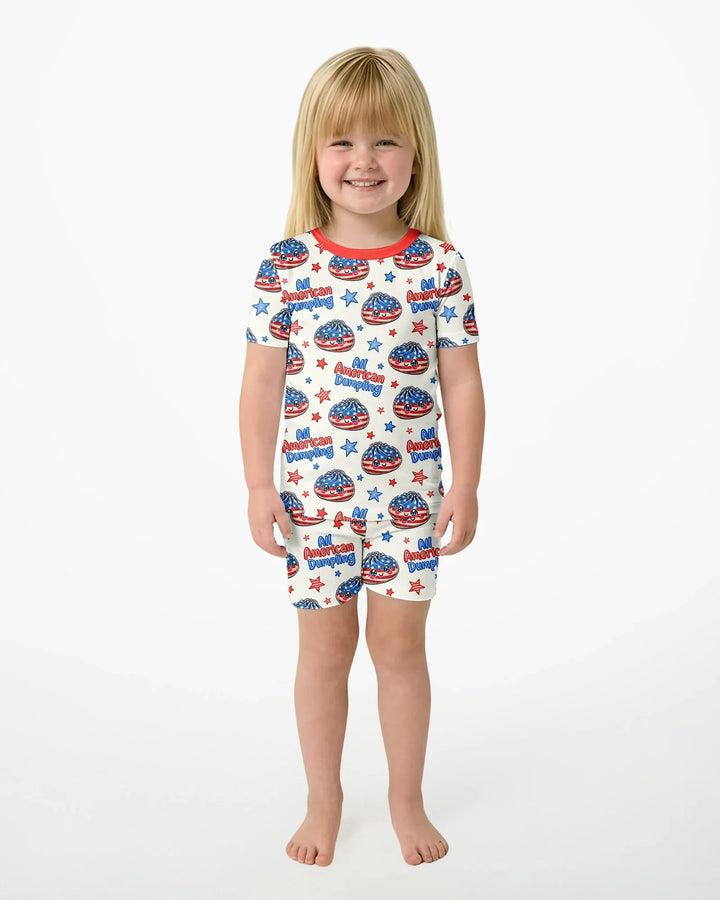 Schlafanzug-Set zweiteilig, kurze Ärmel, kurze Hose, Bambus