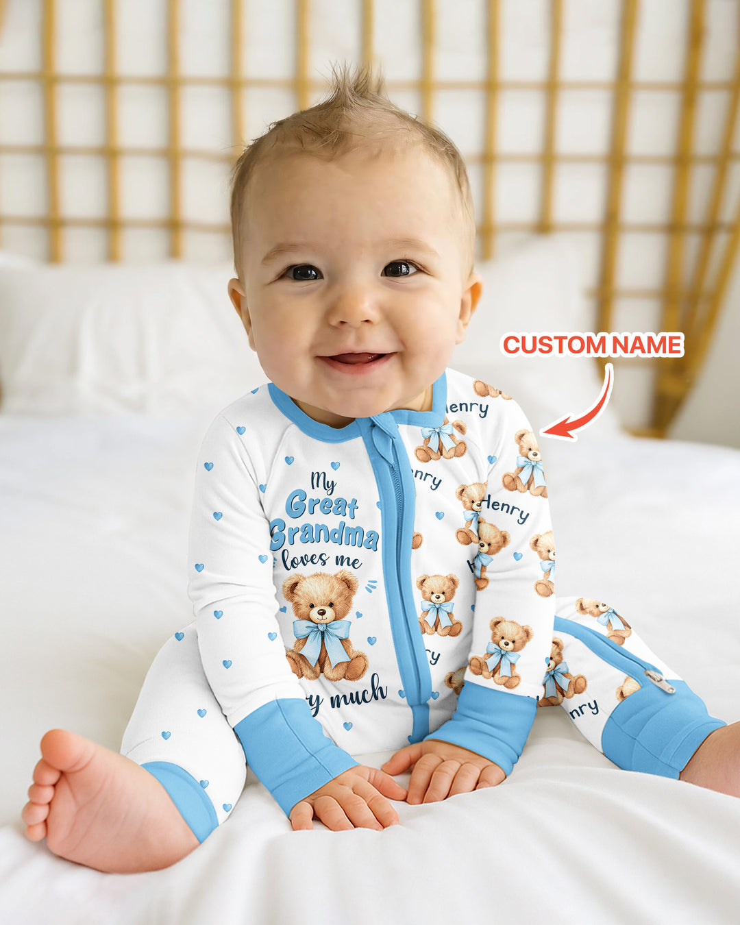 Grandma/... Loves Me Beary Much Personalized Bamboo Convertible Zippy