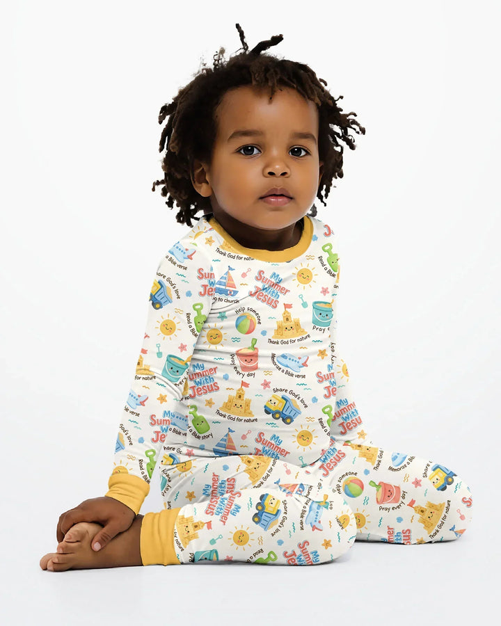 Zweiteiliges Langarm-Pyjama-Set mit Sommerfrüchten