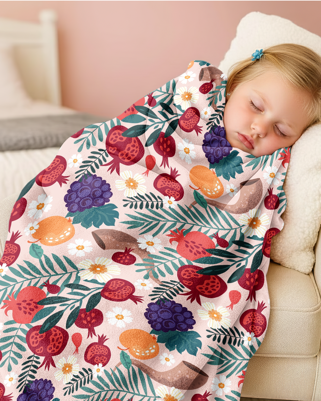 Pomegranate Blessings Night Family Matching Bamboo Blanket