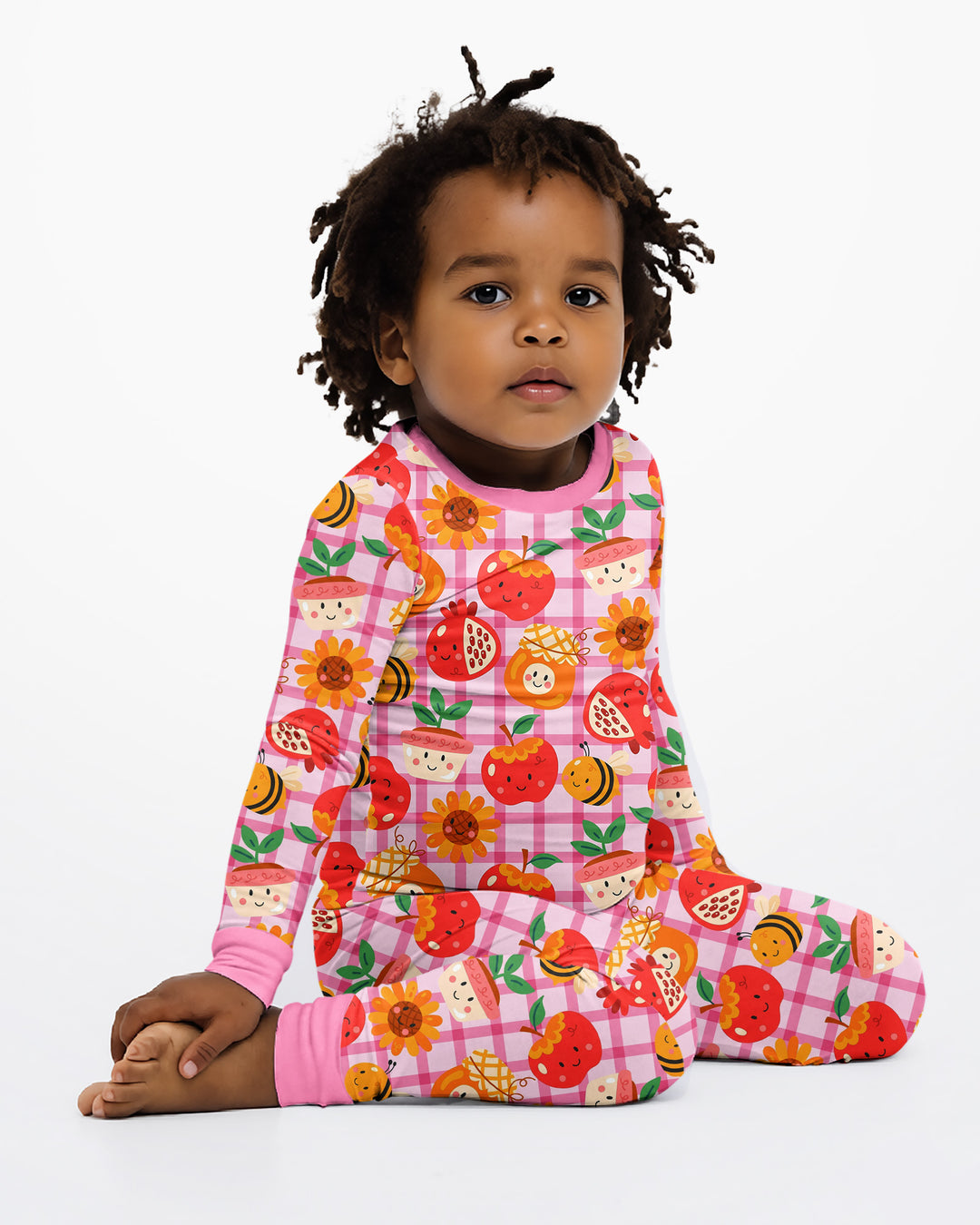 Zweiteiliges Langarm-Pyjama-Set mit Sommerfrüchten