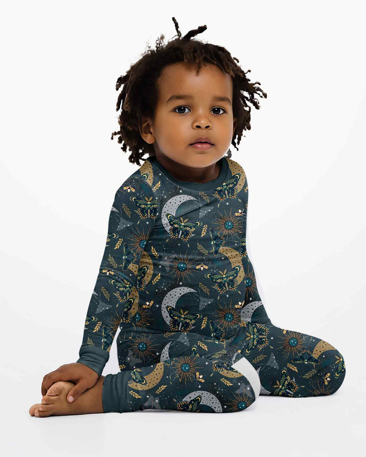 Celestial Moths Bamboo Two Piece Long Sleeve Pajama Set