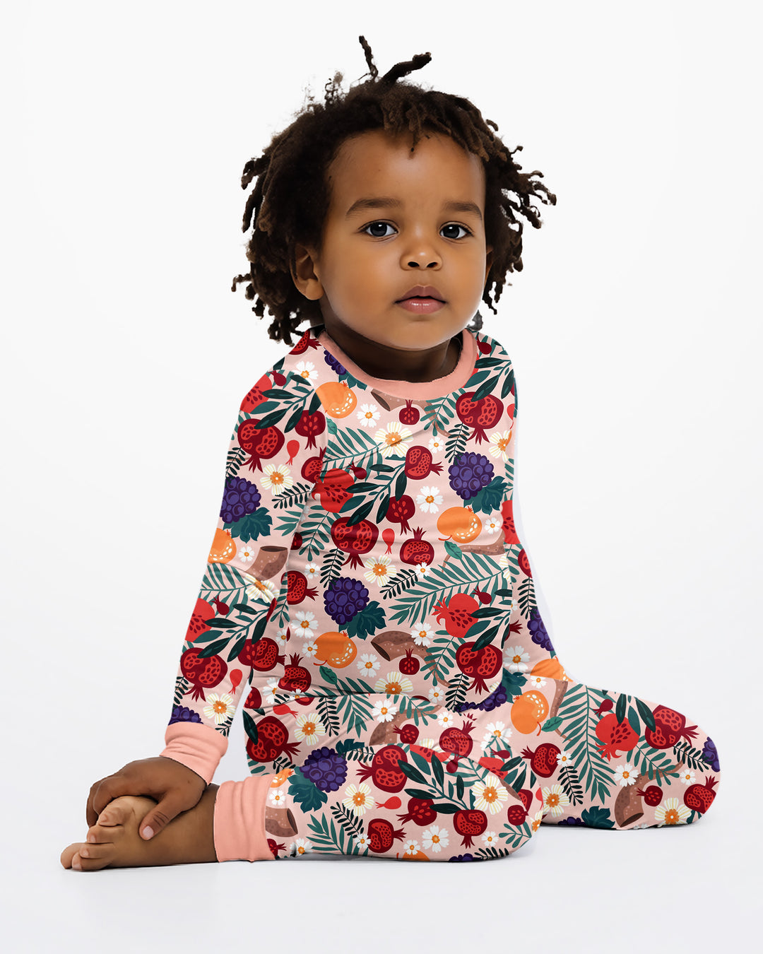 Zweiteiliges Langarm-Pyjama-Set mit Sommerfrüchten