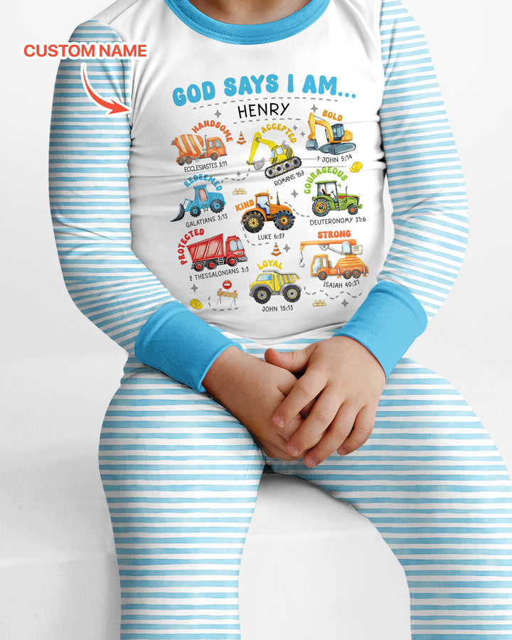 Personalized God Says I Am Bamboo Two Piece Long Sleeve Pajama Set
