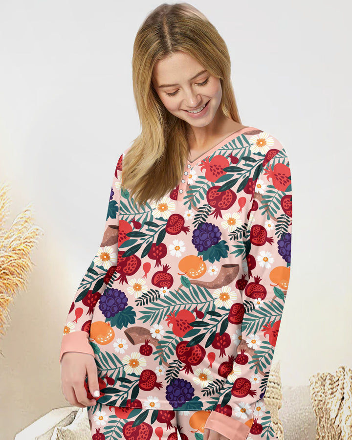 Pomegranate Blessings Night Family Matching Bamboo Women Pajama Set