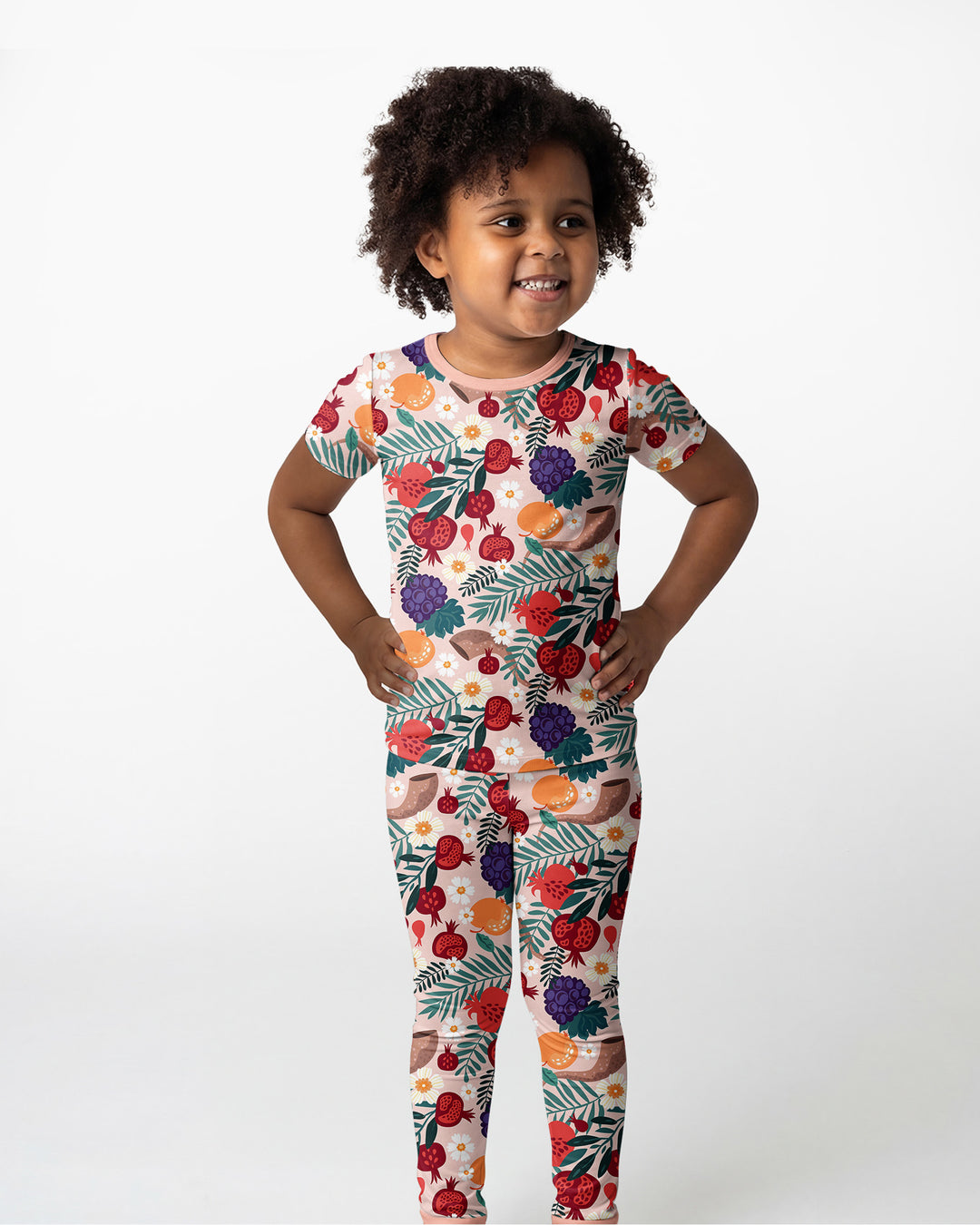 Pomegranate Blessings Night Family Matching Bamboo Two Piece Short Sleeve Pajama Set