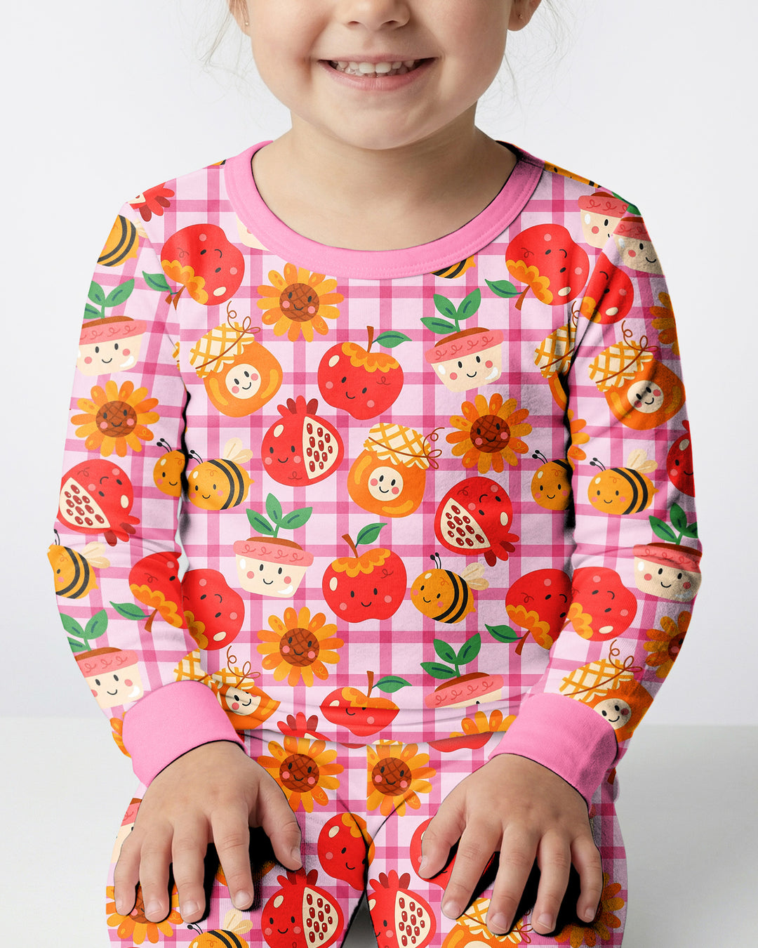 Zweiteiliges Langarm-Pyjama-Set mit Sommerfrüchten