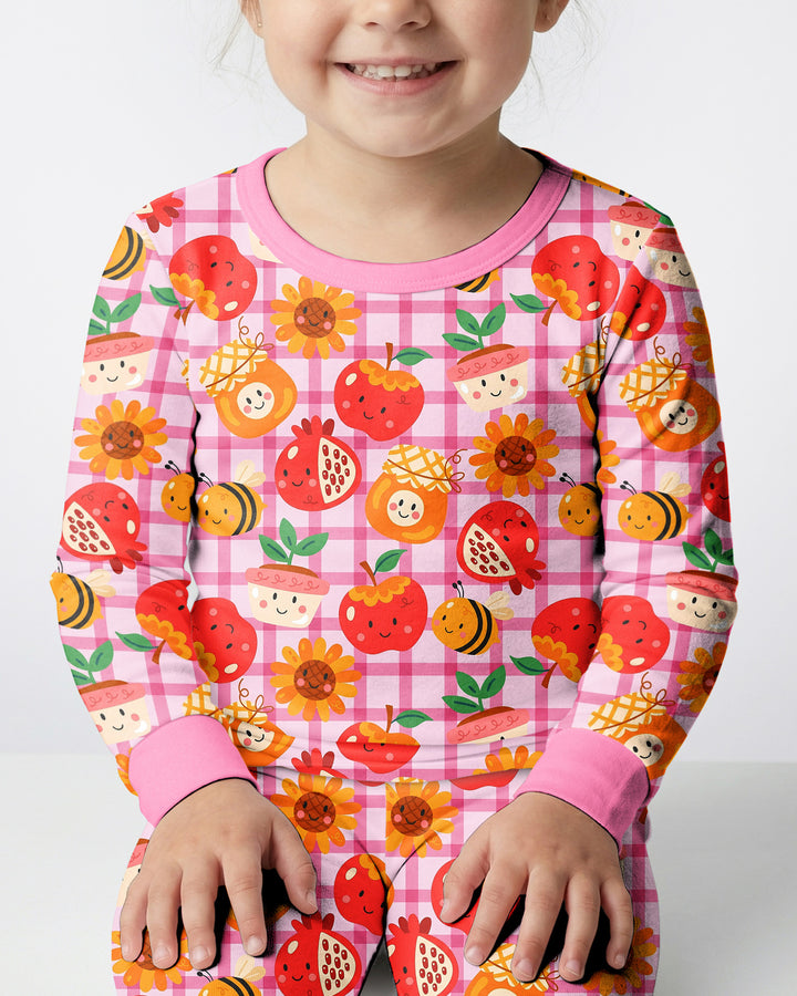Zweiteiliges Langarm-Pyjama-Set mit Sommerfrüchten
