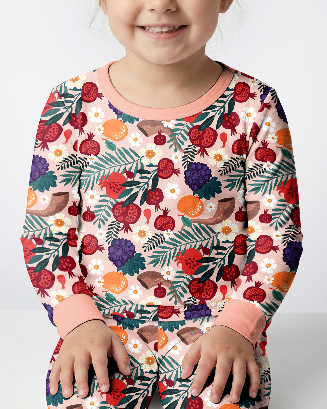 Zweiteiliges Langarm-Pyjama-Set mit Sommerfrüchten