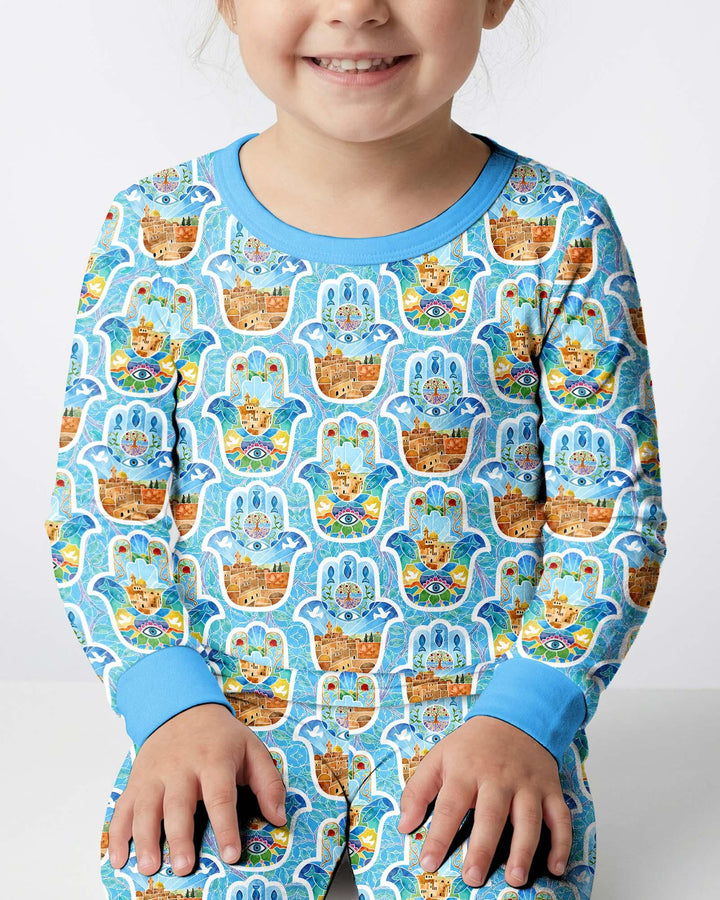 Zweiteiliges Langarm-Pyjama-Set mit Sommerfrüchten