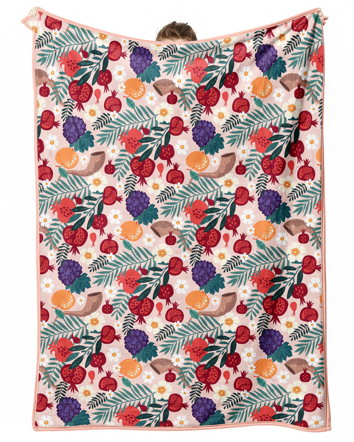 Pomegranate Blessings Night Family Matching Bamboo Blanket
