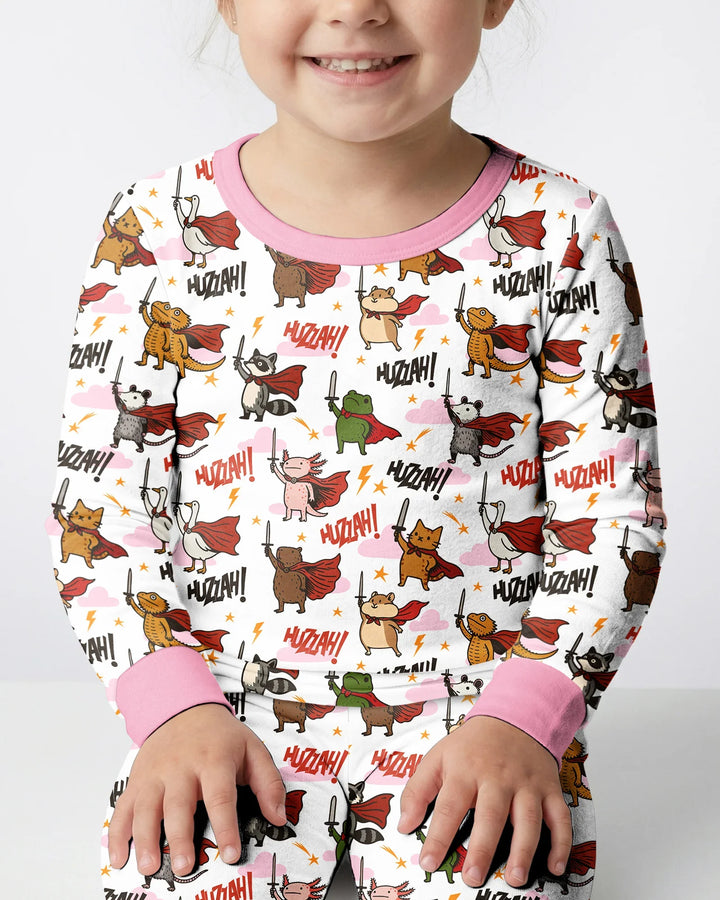 Zweiteiliges Langarm-Pyjama-Set mit Sommerfrüchten