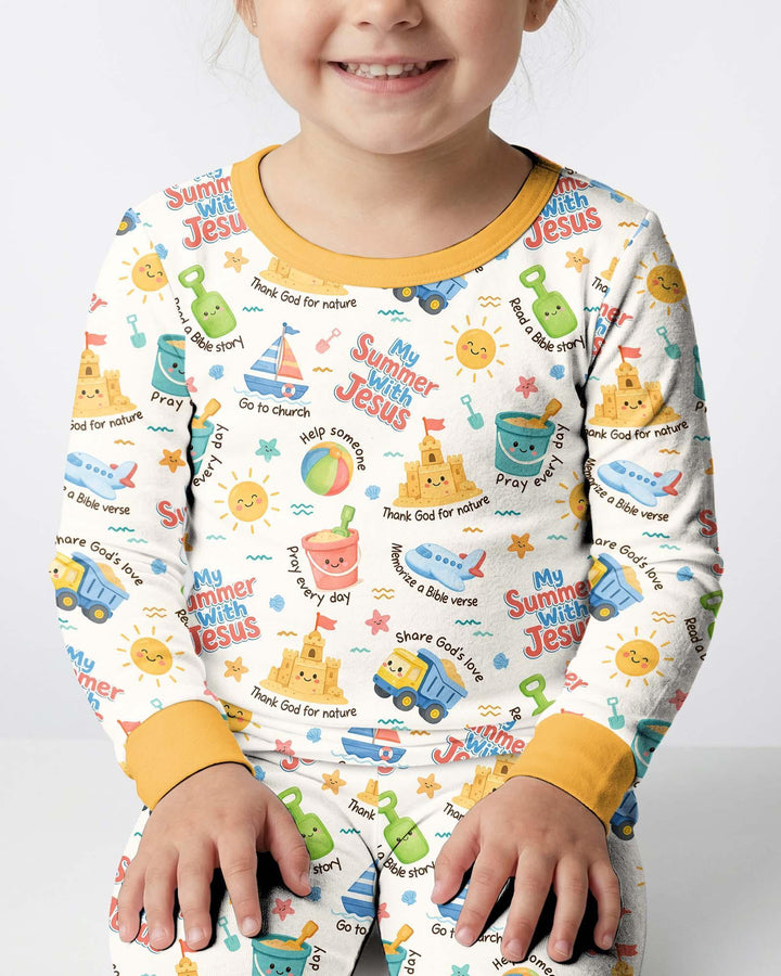 Zweiteiliges Langarm-Pyjama-Set mit Sommerfrüchten