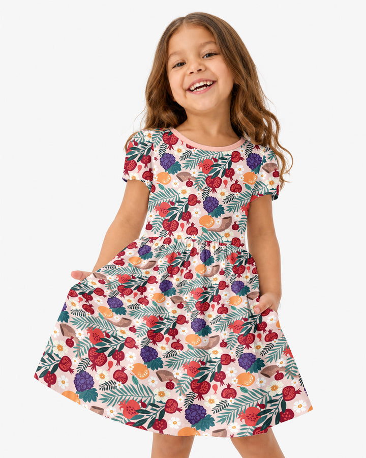Pomegranate Blessings Night Family Matching Bamboo Twirl Dress