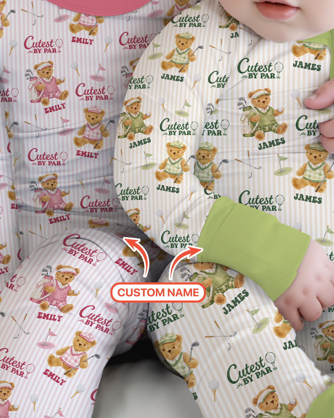 Cutest By Par Custom Name Bamboo Two Piece Long Sleeve Pajama Set